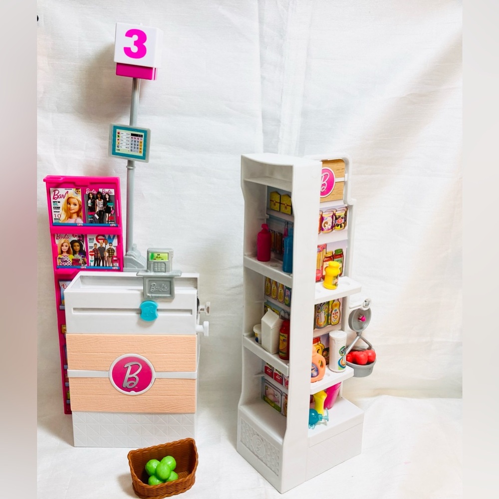 Barbie Grocery Store (15 mini pc) Shelves Checkout & S Grocery Checkout